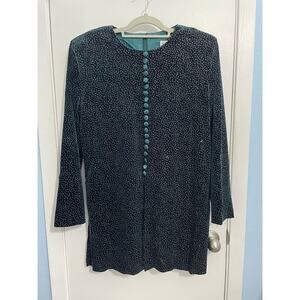 VTG Velvet Tunic Blouse Size 14 Emerald Green Whimsigoth Christmas Holidays